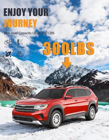 KINGGERI 220 رطل قضبان متقاطعة لسقف السقف متوافقة مع Volkswagen VW Tiguan 2018-2024 وTaos 2022-2024، قضبان سقف ألومنيوم قابلة للقفل ومضادة للسرقة وحاملة أمتعة على السطح in Kuwait