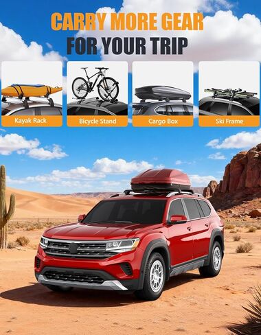 KINGGERI 220 رطل قضبان متقاطعة لسقف السقف متوافقة مع Volkswagen VW Tiguan 2018-2024 وTaos 2022-2024، قضبان سقف ألومنيوم قابلة للقفل ومضادة للسرقة وحاملة أمتعة على السطح in Kuwait