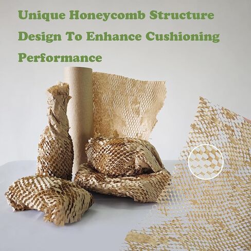 Honeycomb Packing Paper 12" W x 60' L Packing Paper for Moving Products & Gifts Honeycomb Wrapping Paper Recyclable and Biodegradable Cushioning Packing Material with 20 Fragile Stickers in Saudi Arabia