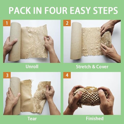 Honeycomb Packing Paper 12" W x 60' L Packing Paper for Moving Products & Gifts Honeycomb Wrapping Paper Recyclable and Biodegradable Cushioning Packing Material with 20 Fragile Stickers in Saudi Arabia