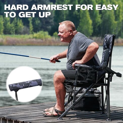 كرسي تخييم قابل للطي، كرسي صيد خارجي للبالغين، شبكة مسامية مع دعامة ظهر عالية وساق قابلة للتعديل، إطار من الألومنيوم لصيد الأسماك، والتخييم، والحديقة، والفناء. in Kuwait