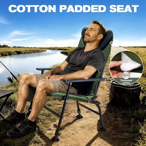 Folding Camping Chair, Outdoor Fishing Chair for Adults Breathable Mesh with Adjustable High Back Support and Leg, Aluminum Frame for Fishing, Camp, Lawn, Patio. in Saudi Arabia