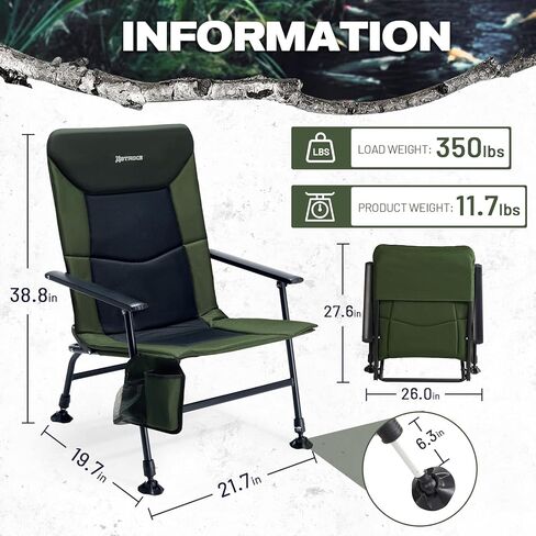 Folding Camping Chair, Outdoor Fishing Chair for Adults Breathable Mesh with Adjustable High Back Support and Leg, Aluminum Frame for Fishing, Camp, Lawn, Patio. in Saudi Arabia