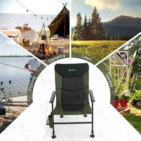 Folding Camping Chair, Outdoor Fishing Chair for Adults Breathable Mesh with Adjustable High Back Support and Leg, Aluminum Frame for Fishing, Camp, Lawn, Patio. in Saudi Arabia