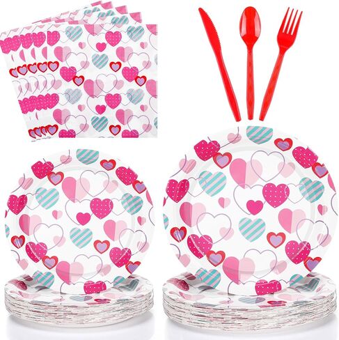 Bokon 96 Pcs Christmas Plates and Napkins Sets Christmas Party Supplies Decorations Santa Belt Disposable Party Dinnerware Knives Forks Spoons for Xmas Holiday Dinner Home Serves 24 in Saudi Arabia