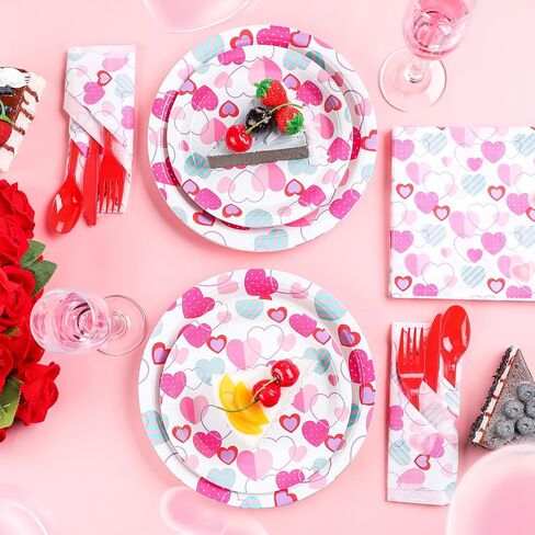 Bokon 96 Pcs Christmas Plates and Napkins Sets Christmas Party Supplies Decorations Santa Belt Disposable Party Dinnerware Knives Forks Spoons for Xmas Holiday Dinner Home Serves 24 in Saudi Arabia