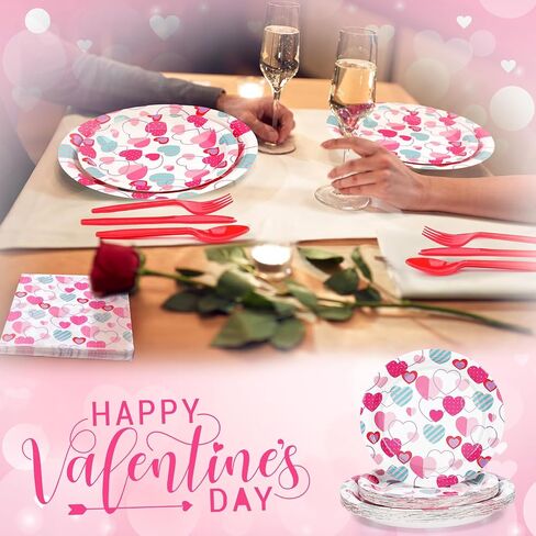 Bokon 96 Pcs Christmas Plates and Napkins Sets Christmas Party Supplies Decorations Santa Belt Disposable Party Dinnerware Knives Forks Spoons for Xmas Holiday Dinner Home Serves 24 in Saudi Arabia