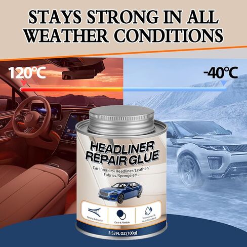 غراء بطانة السيارة 3.53 أونصة، لاصق قوي لتنجيد السيارات مع فرشاة، إصلاح شفاف، مناسب للنسيج والجلود in Kuwait