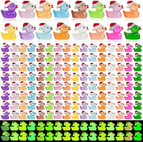 160pcs Luminous Mini Christmas Resin Ducks Dollhouse Accessories Miniature Figurines to Hide Tiny Little Duck Bulk Glow in The Dark for Micro Garden Landscape Aquarium Craft Party Favors Toy in Saudi Arabia