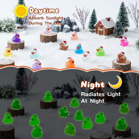 160pcs Luminous Mini Christmas Resin Ducks Dollhouse Accessories Miniature Figurines to Hide Tiny Little Duck Bulk Glow in The Dark for Micro Garden Landscape Aquarium Craft Party Favors Toy in Saudi Arabia
