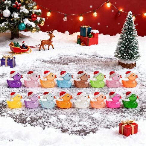 160pcs Luminous Mini Christmas Resin Ducks Dollhouse Accessories Miniature Figurines to Hide Tiny Little Duck Bulk Glow in The Dark for Micro Garden Landscape Aquarium Craft Party Favors Toy in Saudi Arabia