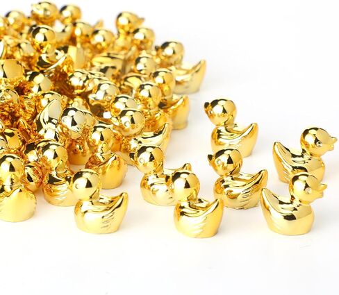 50 Pcs Christmas Mini Golden Duck Statue Bulk Golden Duck Figurines Micro Garden Landscape Dollhouse Cake Decoration Potted Plants DIY Craft Charms for Party Christmas Thanksgiving Gift in Saudi Arabia