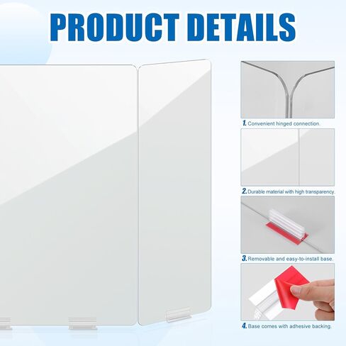 Honoson طوي 3 لوحة العطس الحرس للعداد 24 "× 32" درع بلاستيكي كبير لمكتب مكتب مدرسة متاجر البيع بالتجزئة غطاء واقي من الأكريليك للسعال والعطس سميك واضح ث يتضمن حاملين in Kuwait