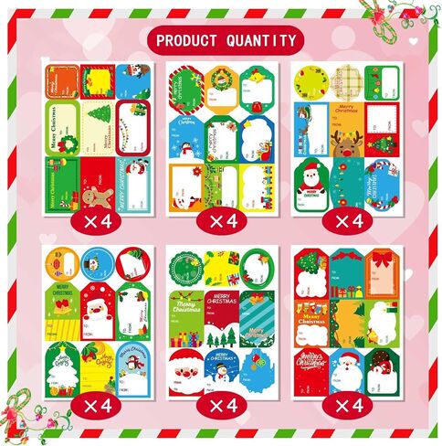 216PCS Merry Christmas Gift Tags, Self Adhesive Christmas Name Tags Stickers for Christmas Presents Christmas Gift Labels Stickers for Bags Cards Envelope Holiday Present Name Labels in Saudi Arabia
