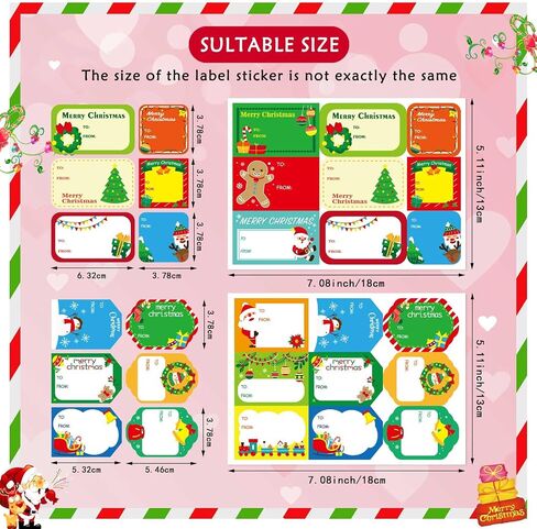 216PCS Merry Christmas Gift Tags, Self Adhesive Christmas Name Tags Stickers for Christmas Presents Christmas Gift Labels Stickers for Bags Cards Envelope Holiday Present Name Labels in Saudi Arabia