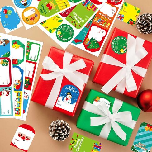 216PCS Merry Christmas Gift Tags, Self Adhesive Christmas Name Tags Stickers for Christmas Presents Christmas Gift Labels Stickers for Bags Cards Envelope Holiday Present Name Labels in Saudi Arabia