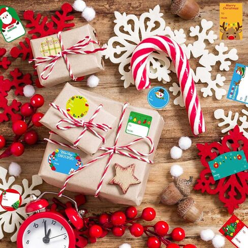 216PCS Merry Christmas Gift Tags, Self Adhesive Christmas Name Tags Stickers for Christmas Presents Christmas Gift Labels Stickers for Bags Cards Envelope Holiday Present Name Labels in Saudi Arabia