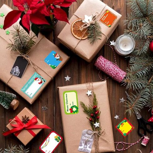216PCS Merry Christmas Gift Tags, Self Adhesive Christmas Name Tags Stickers for Christmas Presents Christmas Gift Labels Stickers for Bags Cards Envelope Holiday Present Name Labels in Saudi Arabia