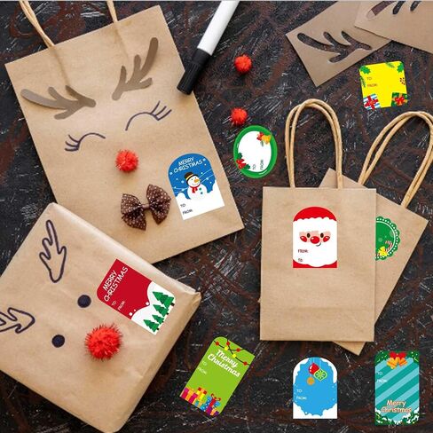 216PCS Merry Christmas Gift Tags, Self Adhesive Christmas Name Tags Stickers for Christmas Presents Christmas Gift Labels Stickers for Bags Cards Envelope Holiday Present Name Labels in Saudi Arabia
