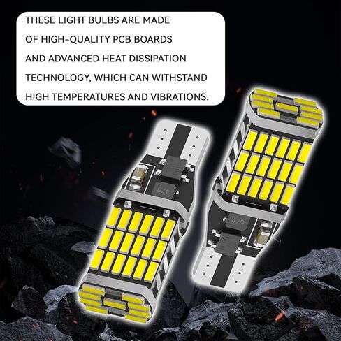 4 قطع 921 لمبة إضاءة عكسية LED، ضوء الفرامل 921 لمبة LED T15 4014 45SMD 6500K شرائح فائقة السطوع، مصابيح إشارة الانعطاف العالمية الخالية من الأخطاء في Canbus الثالثة لإيقاف الشحن (أبيض) in Kuwait