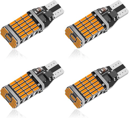 4 قطع 921 لمبة إضاءة عكسية LED، ضوء الفرامل 921 لمبة LED T15 4014 45SMD 6500K شرائح فائقة السطوع، مصابيح إشارة الانعطاف العالمية الخالية من الأخطاء في Canbus الثالثة لإيقاف الشحن (أبيض) in Kuwait