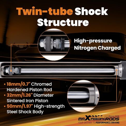 ممتص صدمات maxpeedingrods 2-3 بوصة أمامي و4-5 بوصة خلفي لسيارة Chevy C10 1963-1972، مجموعة صدمات خفض مطورة مشحونة بالنيتروجين in Kuwait