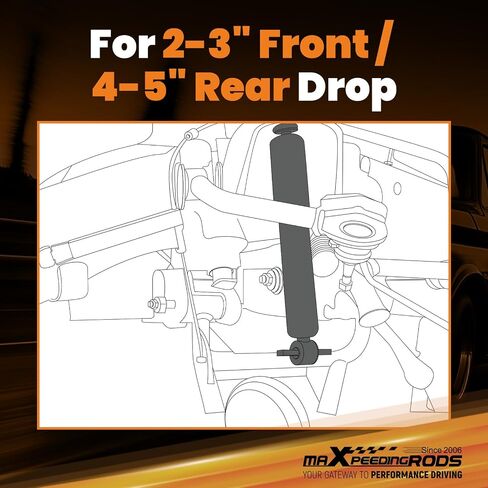 ممتص صدمات maxpeedingrods 2-3 بوصة أمامي و4-5 بوصة خلفي لسيارة Chevy C10 1963-1972، مجموعة صدمات خفض مطورة مشحونة بالنيتروجين in Kuwait
