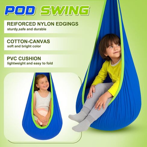 إطار حامل أرجوحة مع كرسي قرنة حسية وأراجيح مجموعة للأطفال إطار أرجوحة معدني شديد التحمل كرسي أرجوحة حامل شجرة صحن دائري حسي للأطفال البالغين حديقة الفناء الخلفي في الأماكن المغلقة (أزرق) in Kuwait
