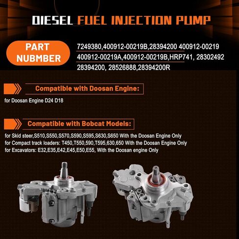 PANGOLIN 7249380 Fuel Pump 400912-00219B Fuel Injection Pump for Delphi Doosan D24 D18 Diesel 1.8L 2.6L TIER 4 Engine Aftermarket Parts in Saudi Arabia