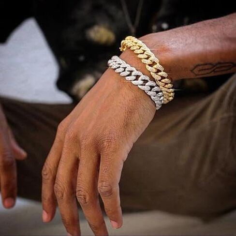 12 ملم رجل إمرأة مثلج خارج الكوبي ربط سلسلة المختنق 14 كيلو / الأبيض الذهب الحقيقي مطلي 5A + مكعب زركونيا الماس الكوبية الرقبة / سوار الهيب هوب مجوهرات للرجال in Kuwait