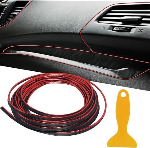 Car Interior Trim Strips, 16.4FT/5m Car Electroplating Decoration Styling Door Dashboard, DIY Flexible Filler Insert Strips, Self-Adhesive Door Edge Trim, Car Interior Accessories(Purple) in Saudi Arabia