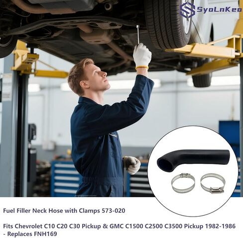 Fuel Filler Neck Hose with Clamps 573-020 Fits Chevrolet C10 C20 C30 Pickup & GMC C1500 C2500 C3500 Pickup 1982-1986 - Replaces FNH169 in Kuwait