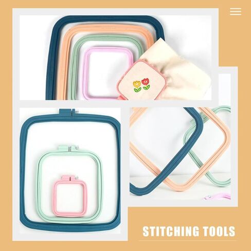 Angoily 3pcs Square Embroidery Hoop Adjustable Holder Colors Adults Quilting Making Hoops for Craft Plastic in Saudi Arabia