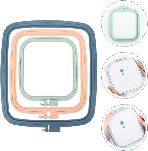 Angoily 3pcs Square Embroidery Hoop Adjustable Holder Colors Adults Quilting Making Hoops for Craft Plastic in Saudi Arabia