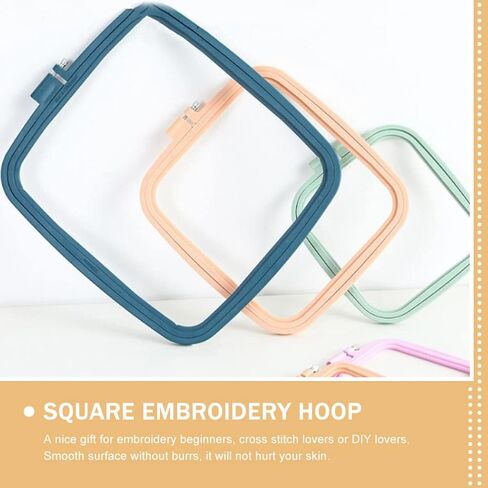 Angoily 3pcs Square Embroidery Hoop Adjustable Holder Colors Adults Quilting Making Hoops for Craft Plastic in Saudi Arabia