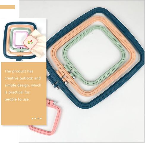 Angoily 3pcs Square Embroidery Hoop Adjustable Holder Colors Adults Quilting Making Hoops for Craft Plastic in Saudi Arabia