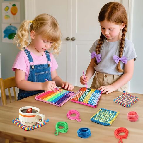 HOMY MART Weaving Loom Kit Toys للأطفال والكبار، حلقات بوثولدر الحرف اليدوية للفتيات الذين تتراوح أعمارهم بين 6 7 8 9 10 11 12، 7 "وعاء حامل تلوح في الأفق مجموعات الحياكة والهدايا للأطفال والمبتدئين، 280 حلقة حرفية in Kuwait