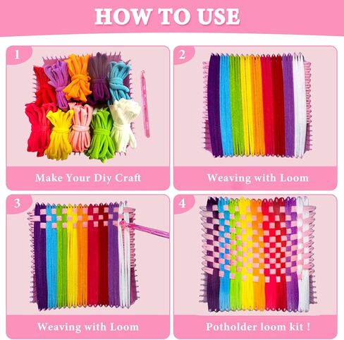 HOMY MART Weaving Loom Kit Toys للأطفال والكبار، حلقات بوثولدر الحرف اليدوية للفتيات الذين تتراوح أعمارهم بين 6 7 8 9 10 11 12، 7 "وعاء حامل تلوح في الأفق مجموعات الحياكة والهدايا للأطفال والمبتدئين، 280 حلقة حرفية in Kuwait