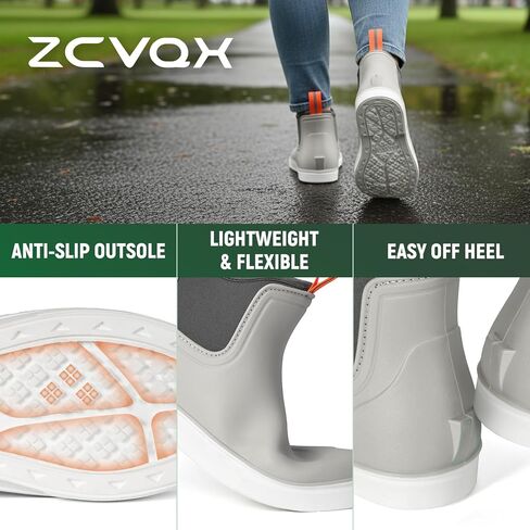 Women's Deck Boots Waterproof Ankle Rain Boots | Outdoor Fishing Garden Boots for Women, Anti-Slip Shoes, Lightweight Comfortable Work Shoes in Saudi Arabia