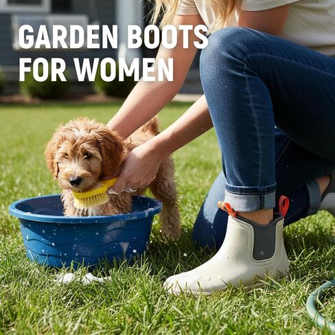 Women's Deck Boots Waterproof Ankle Rain Boots | Outdoor Fishing Garden Boots for Women, Anti-Slip Shoes, Lightweight Comfortable Work Shoes in Saudi Arabia
