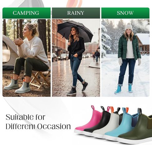 Women's Deck Boots Waterproof Ankle Rain Boots | Outdoor Fishing Garden Boots for Women, Anti-Slip Shoes, Lightweight Comfortable Work Shoes in Saudi Arabia