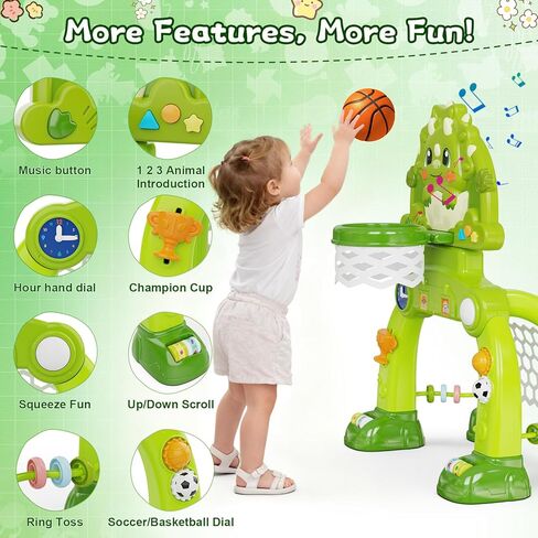 هدف كرة السلة للأطفال الصغار من عمر 1 إلى 3 سنوات، ألعاب أطفال لهدايا الأولاد بعمر عام واحد، لعبة رياضية للأطفال مع موسيقى صوتية خفيفة، ألعاب تفاعلية للأطفال لهدايا عيد الميلاد للأولاد والبنات in Kuwait