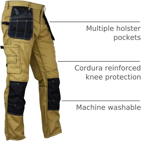 Fashio Mens Construction Pants Carpenter Utility Tool Pockets Cordura Knee Reinforced Work Wear Pants Safety Trousers in Saudi Arabia