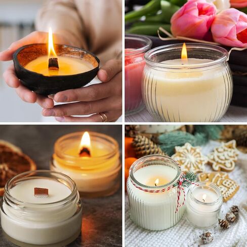 130 Pcs Candle Wicks for Candle Making Kit: 100 Cotton & 30 Wood Wicks with Complete Tool Set (Wick Holders, Wick Stickers, Candle Tabs, Tweezers, Pen), for Soy Beeswax DIY Candles in Saudi Arabia