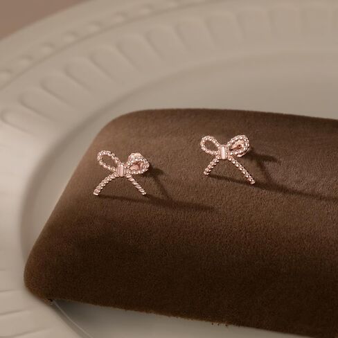 Reffeer Solid 925 Sterling Silver Small Bow Studs Earrings for Women Teen Girls Bowknot Earrings Studs in Kuwait