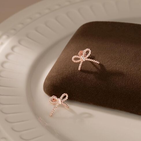 Reffeer Solid 925 Sterling Silver Small Bow Studs Earrings for Women Teen Girls Bowknot Earrings Studs in Kuwait