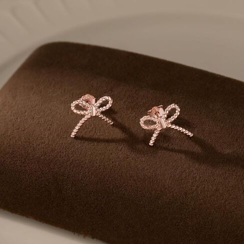 Reffeer Solid 925 Sterling Silver Small Bow Studs Earrings for Women Teen Girls Bowknot Earrings Studs in Kuwait
