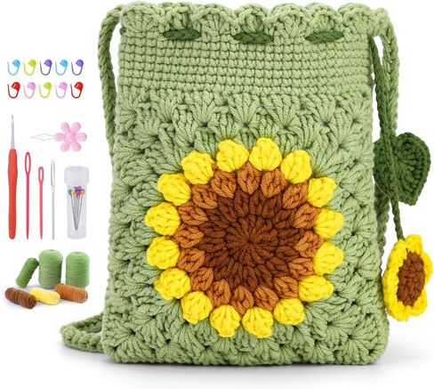 مجموعة Fedmut Crochet للمبتدئين - مجموعة أدوات الكروشيه للمبتدئين مع دروس فيديو وخيوط وخطاف وإكسسوارات لأعمال الحياكة للكبار التي يمكنك صنعها بنفسك in Kuwait