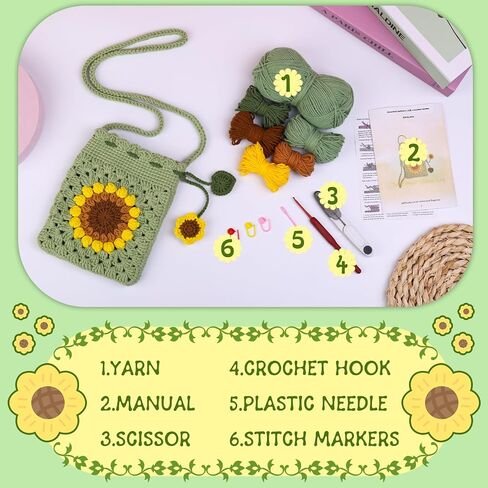 مجموعة Fedmut Crochet للمبتدئين - مجموعة أدوات الكروشيه للمبتدئين مع دروس فيديو وخيوط وخطاف وإكسسوارات لأعمال الحياكة للكبار التي يمكنك صنعها بنفسك in Kuwait