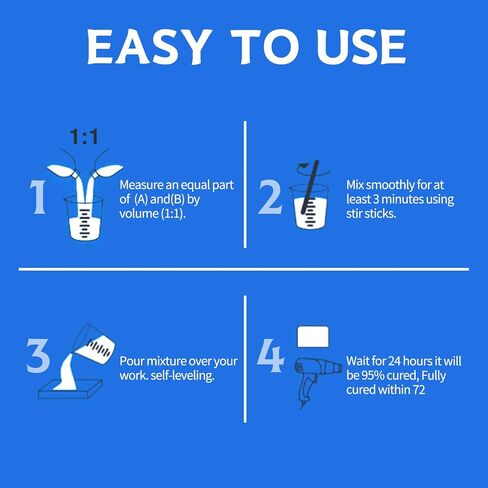 Epoxy Resin Kit, 2 Gallon Epoxy Resin Crystal Clear Not Yellowing No Bubble Self Leveling for DIY Molds Wood Jewelry Table Tops Bar Top Casting Coating Crafts Supplies Easy Mix 1:1 Ratio in Saudi Arabia